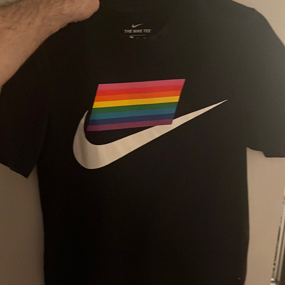 Nike Pride Flag Swoosh Emblem Graphic Tee